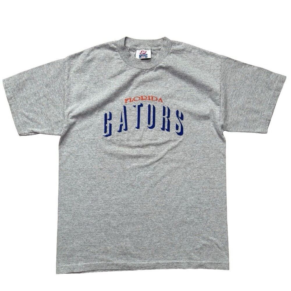 Vintage 90s Florida Gators T-shirt Football XL Gray Spike Sports USA Embroidered
